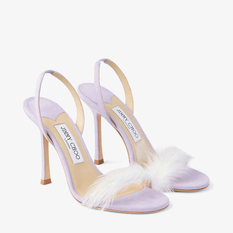 "72318"
Lilac Suede Sandal with Feather Embellishment 3