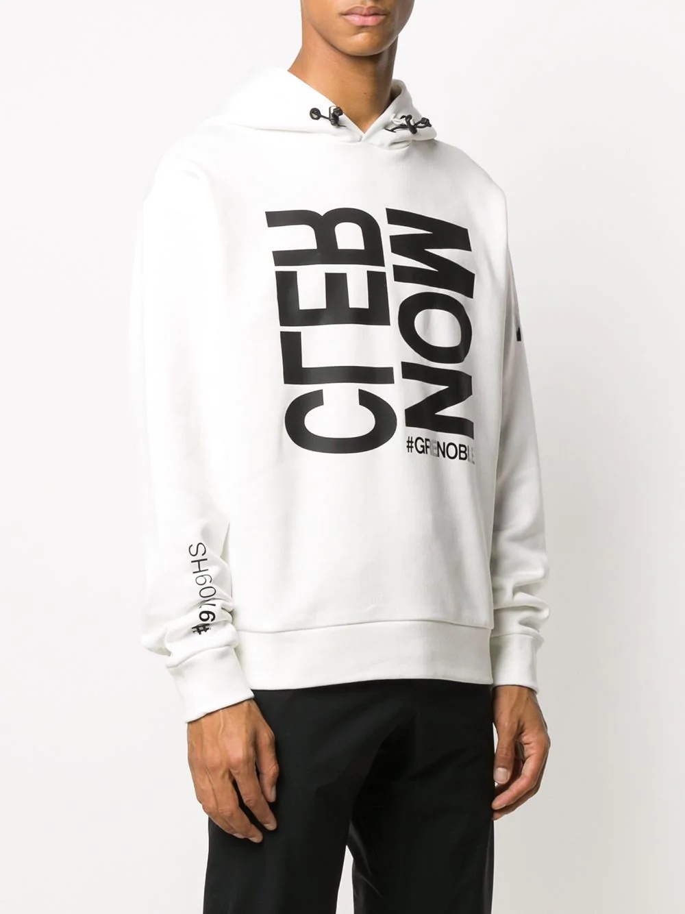 logo print rib-trimmed hoodie - 3