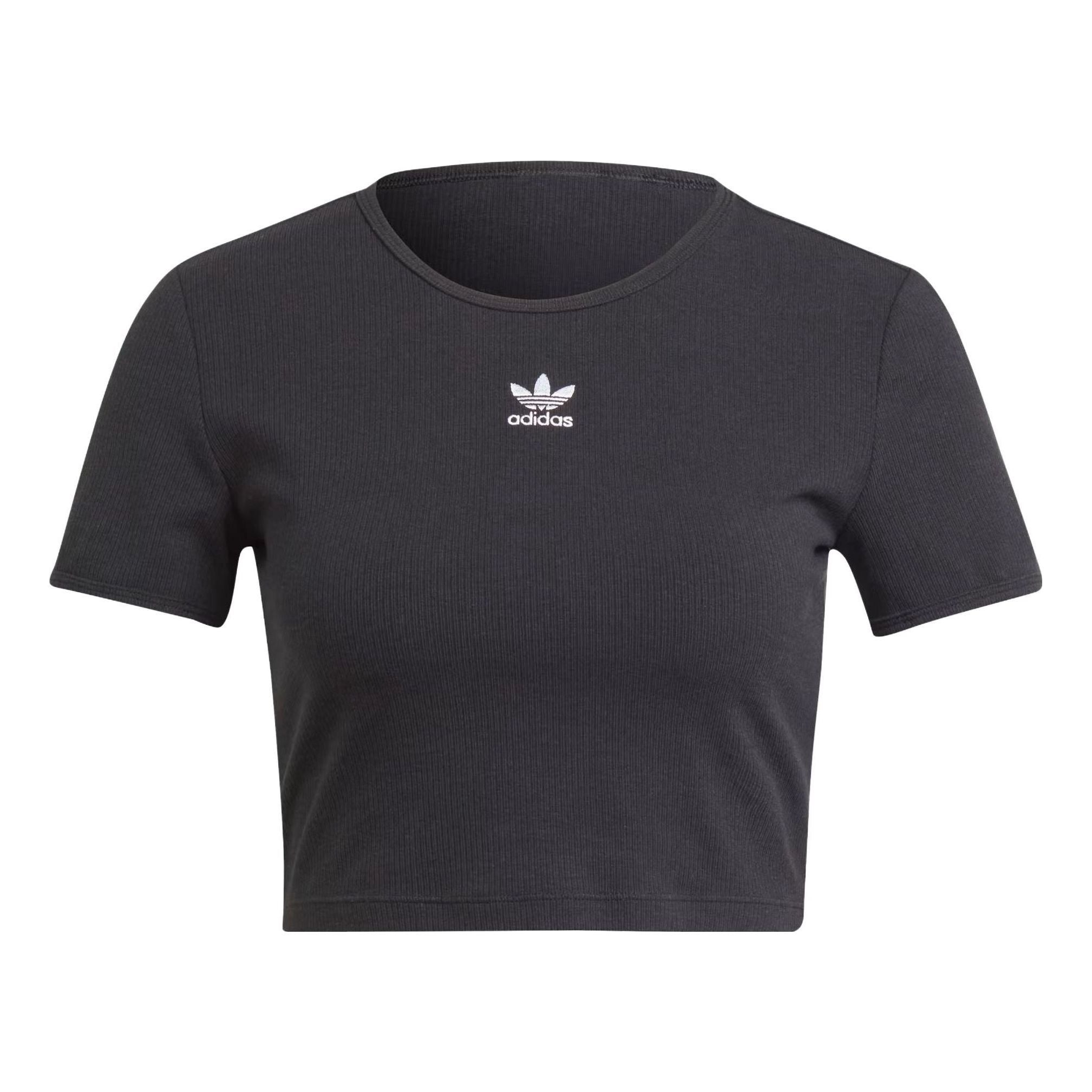 (WMNS) adidas originals Essentials Rib T-Shirt 'Black' II8057 - 1