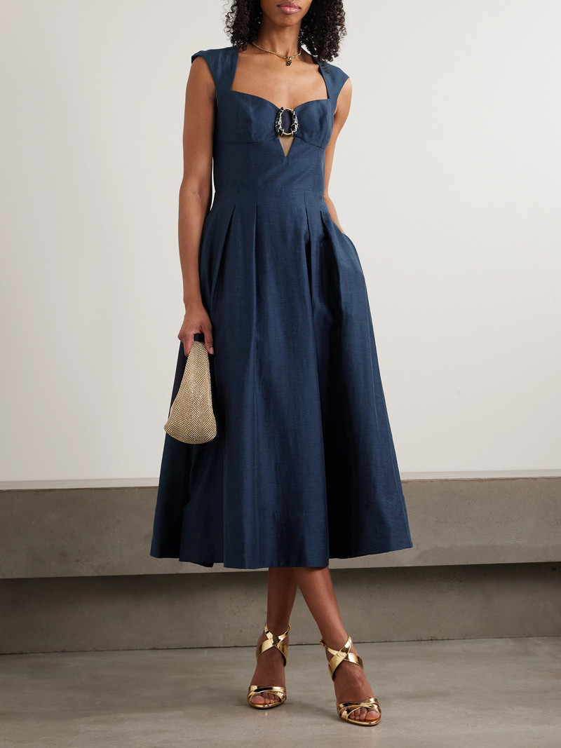 REBECCA VALLANCE Serenity Embellished Pleated Lyocell-blend Midi Dress outlook