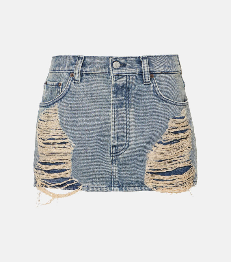 Blue Distressed Denim 미니 스커트 - 1