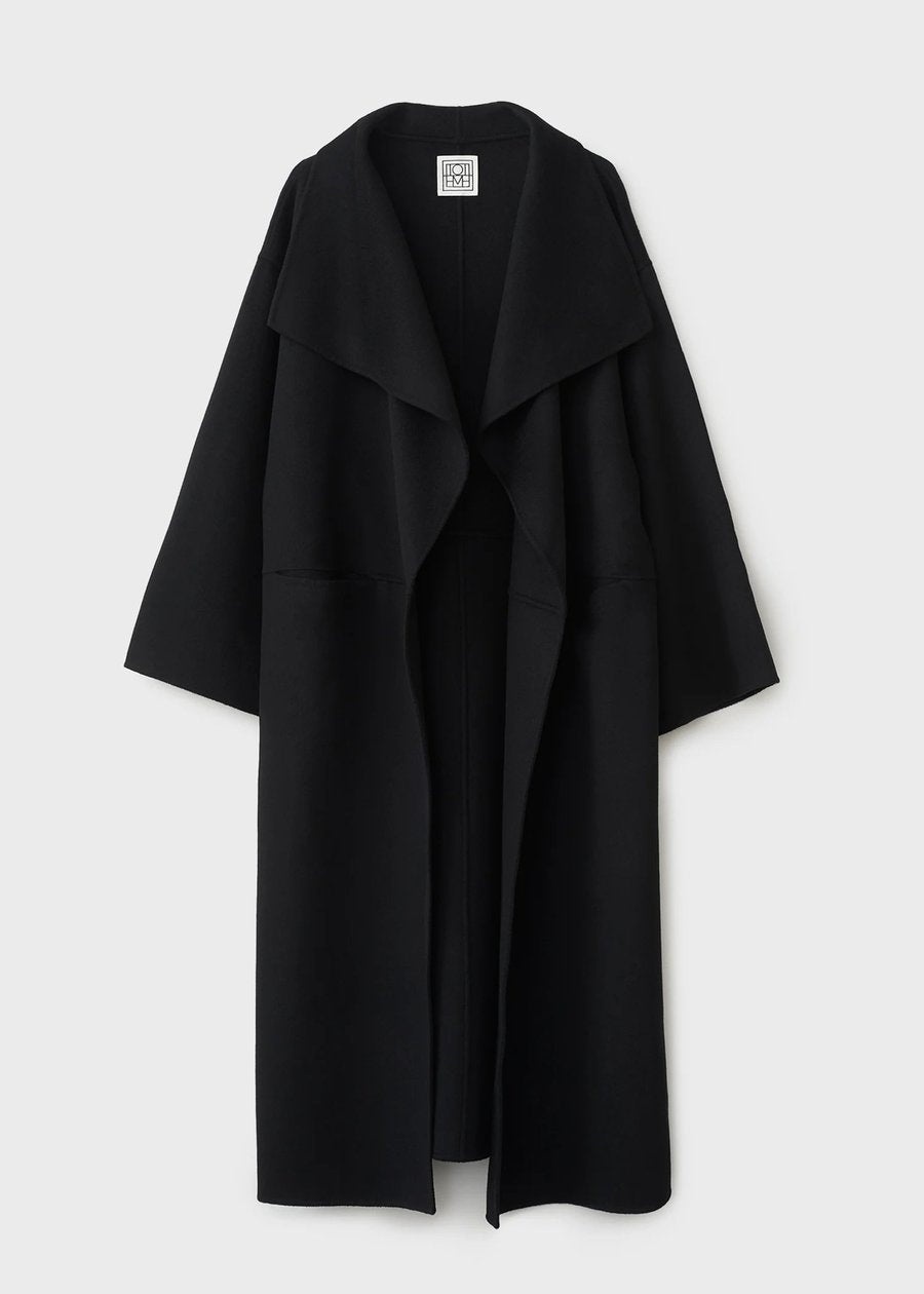Signature wool cashmere coat black - 1