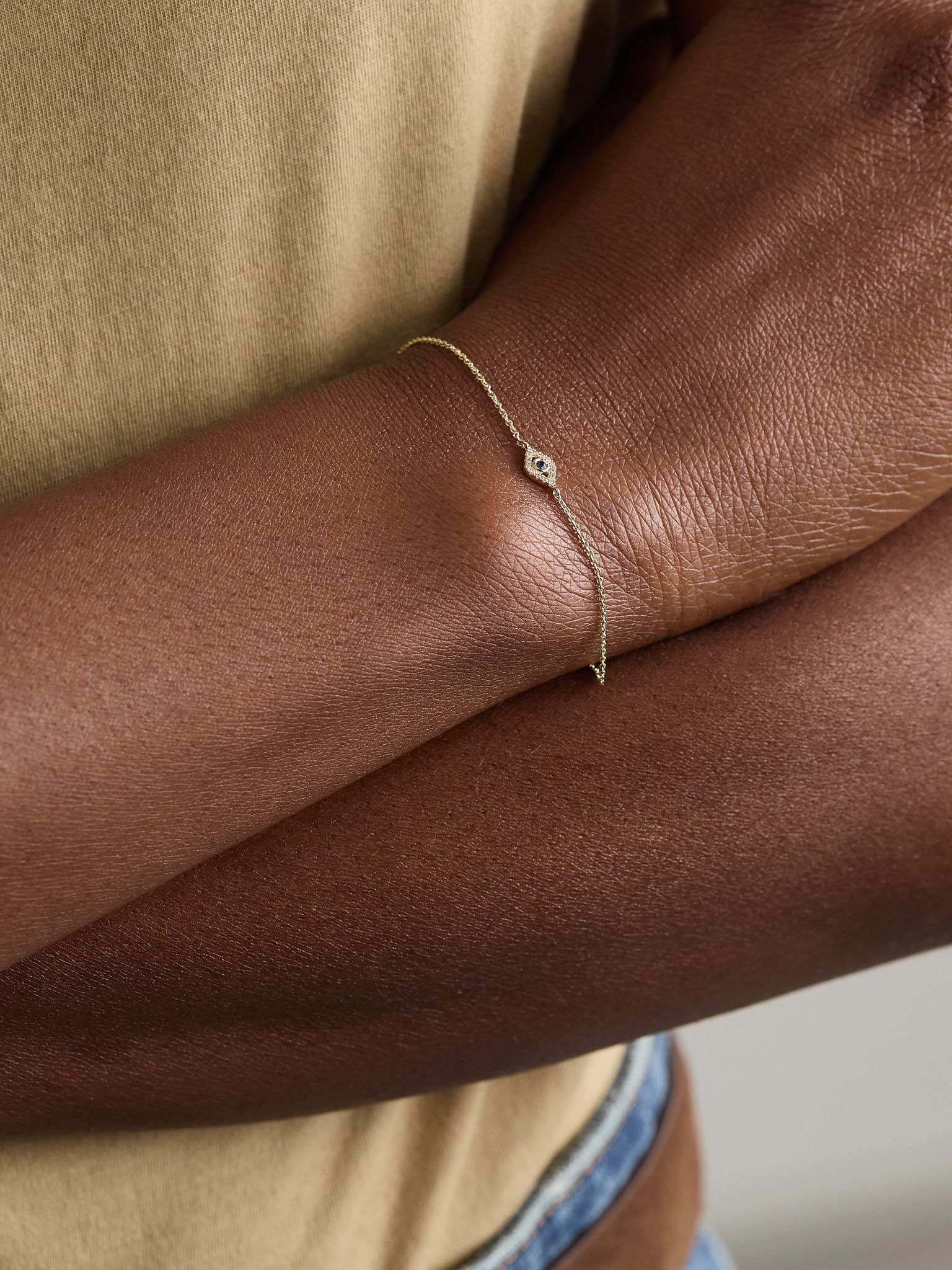 Small Evil Eye 14-karat gold, diamond and sapphire bracelet Gold - 2