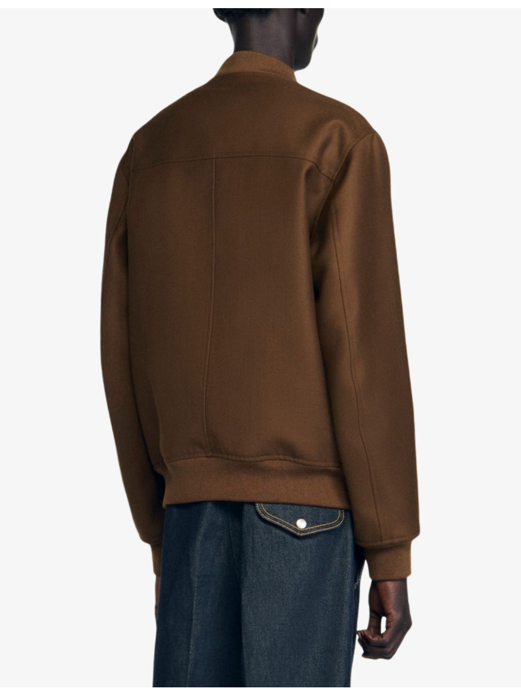 Regular-fit ribbed-collar wool-blend bomber jacket - 4