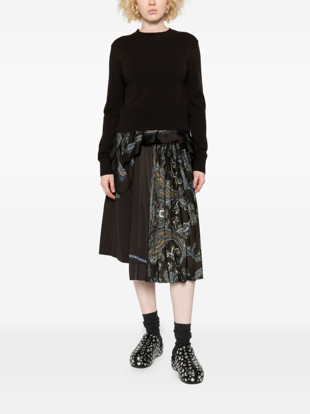 paisley-print panel sweater - 2