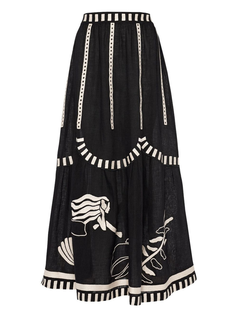 Starfish illustrated tiered maxi skirt 1