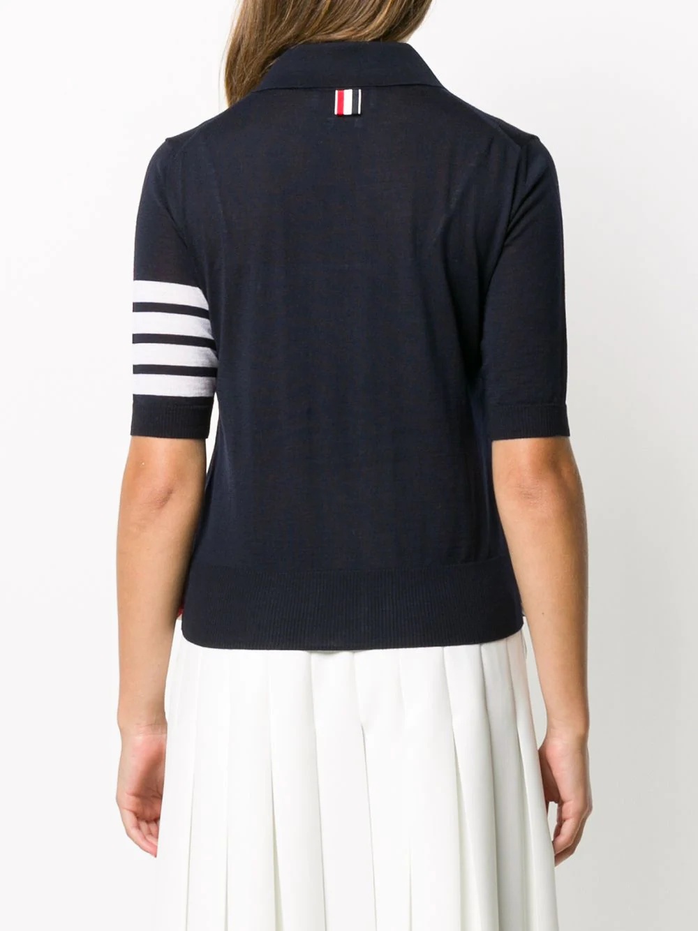 merino polo top with stripe detail - 4