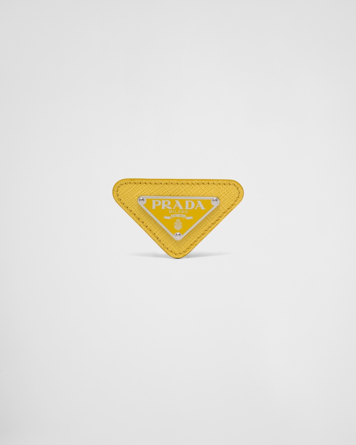Enameled triangle pin with Saffiano trim - 1