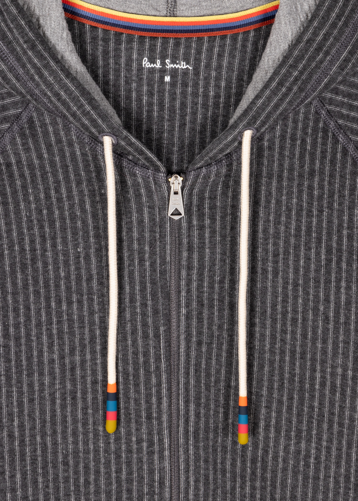 Dark Grey Stripe Cotton Zip Lounge Hoodie - 3