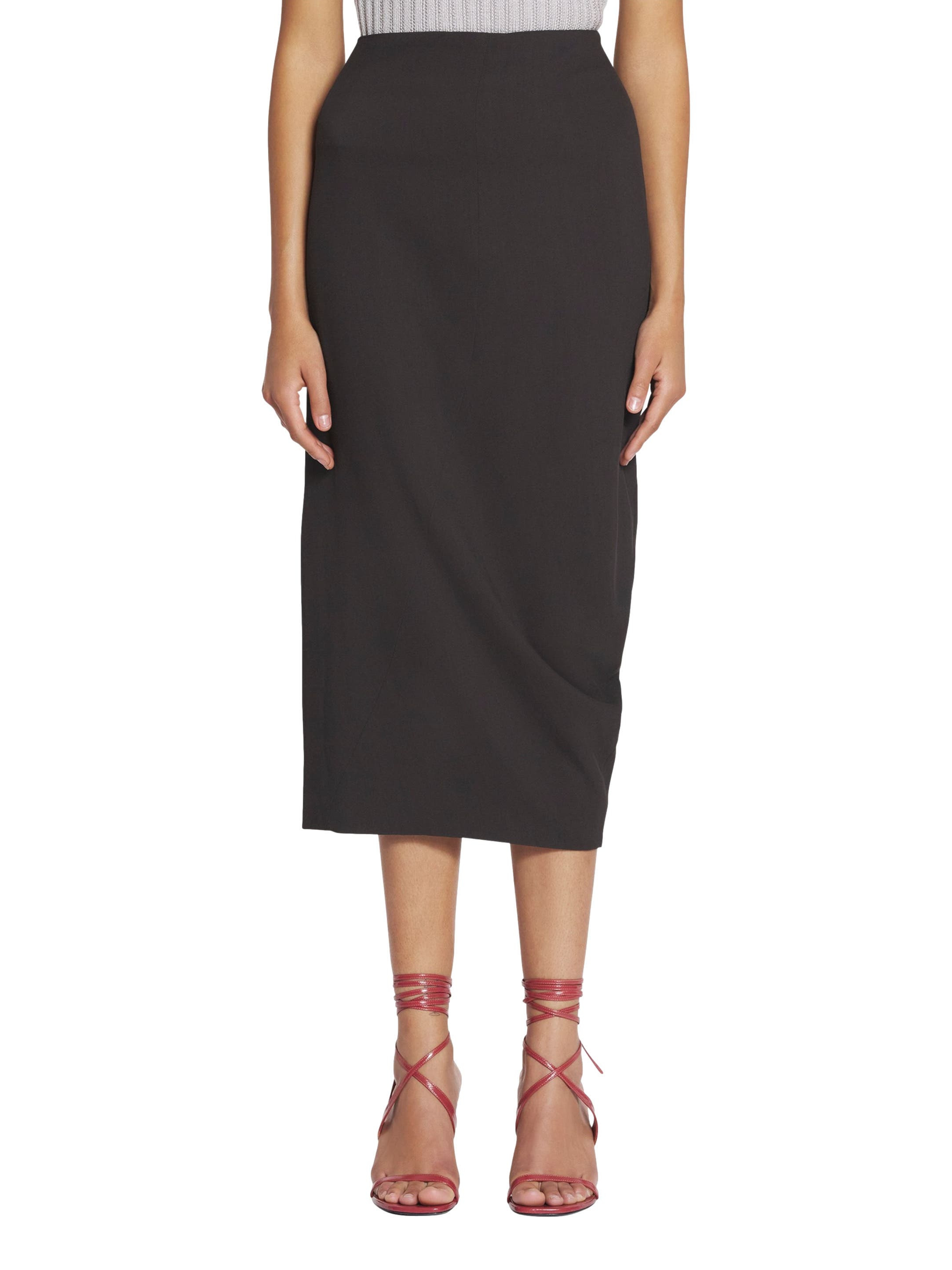 Lanvin Midi Skirt In Wool And Viscose in Dark Brown at Nordstrom - 3
