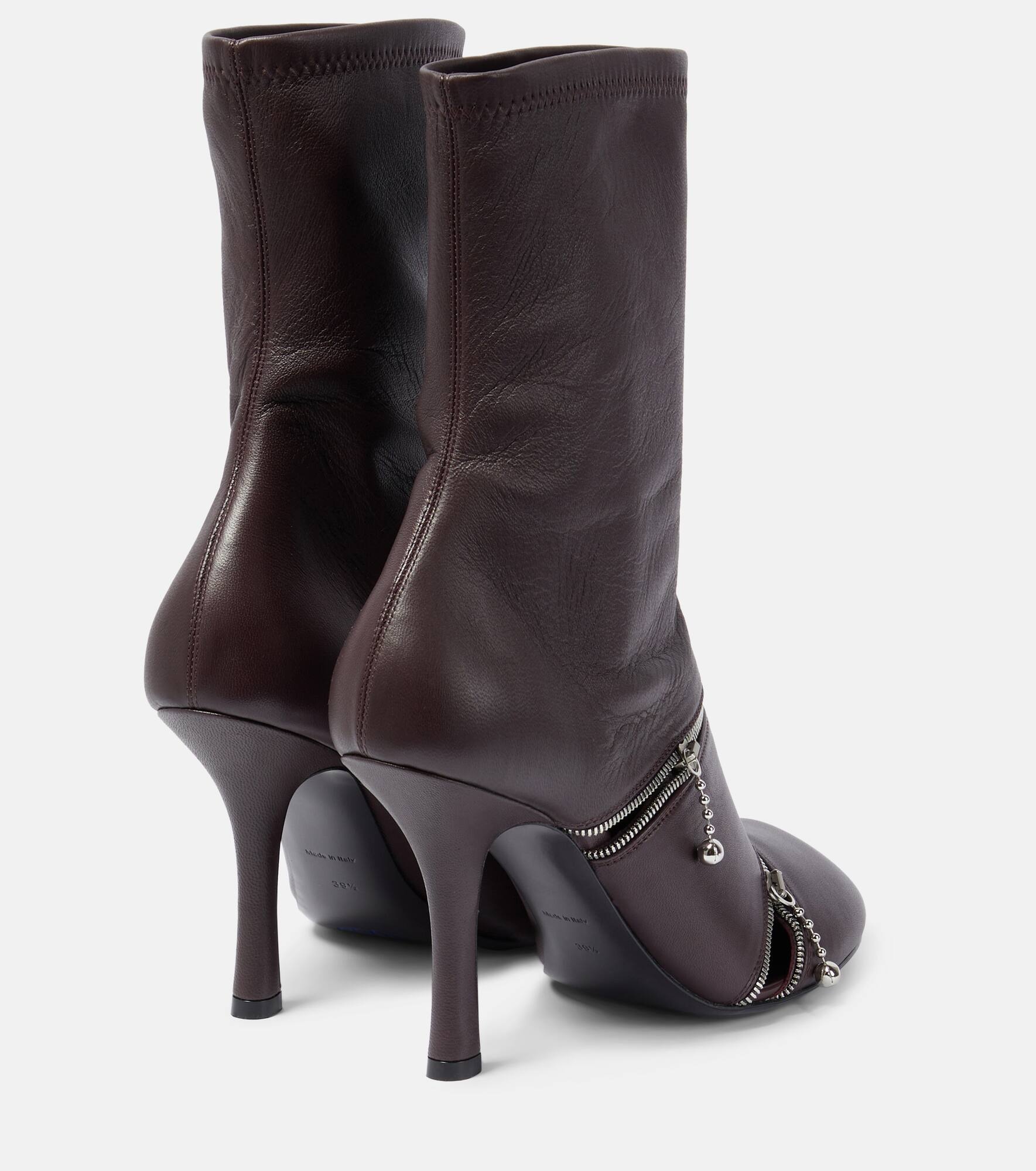 Peep leather ankle boots - 3