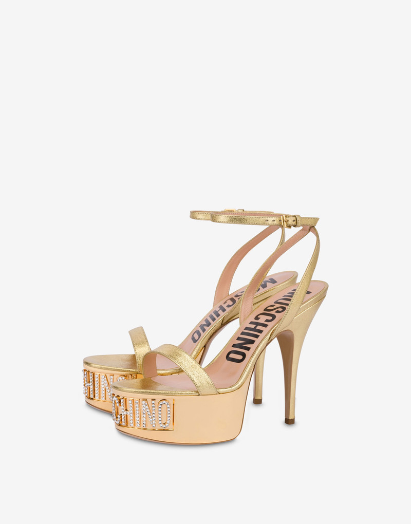 FOILED JEWEL LOGO HIGH-HEELED SANDALS 1
