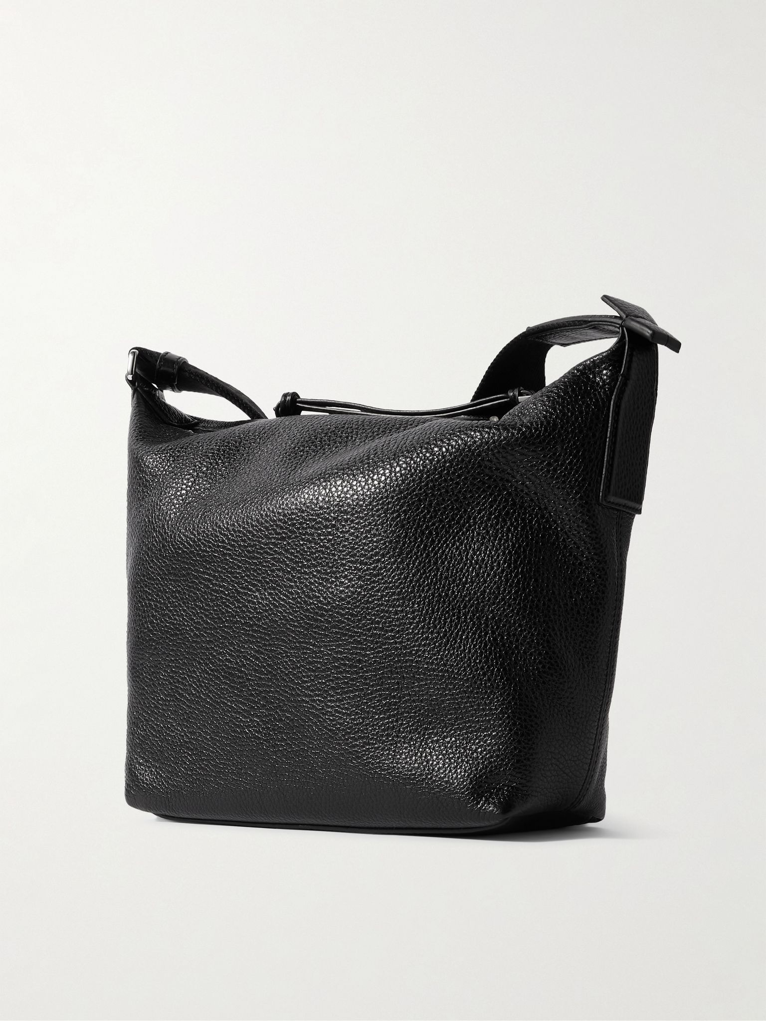 Cubi Small Full-Grain Leather Messenger Bag Black - 3