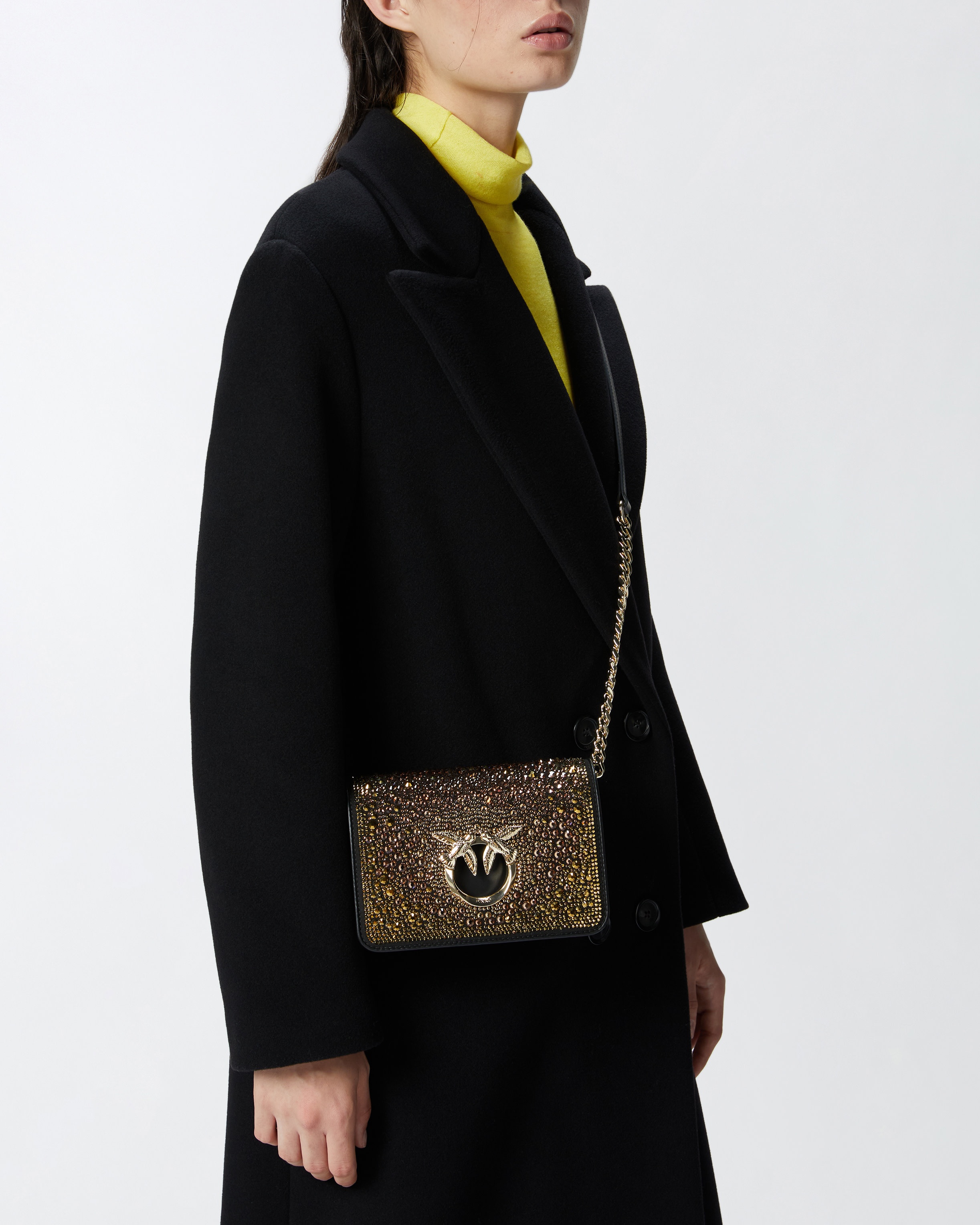 PINKO GALLERIA FULL-RHINESTONE MINI LOVE BAG CLICK - 8