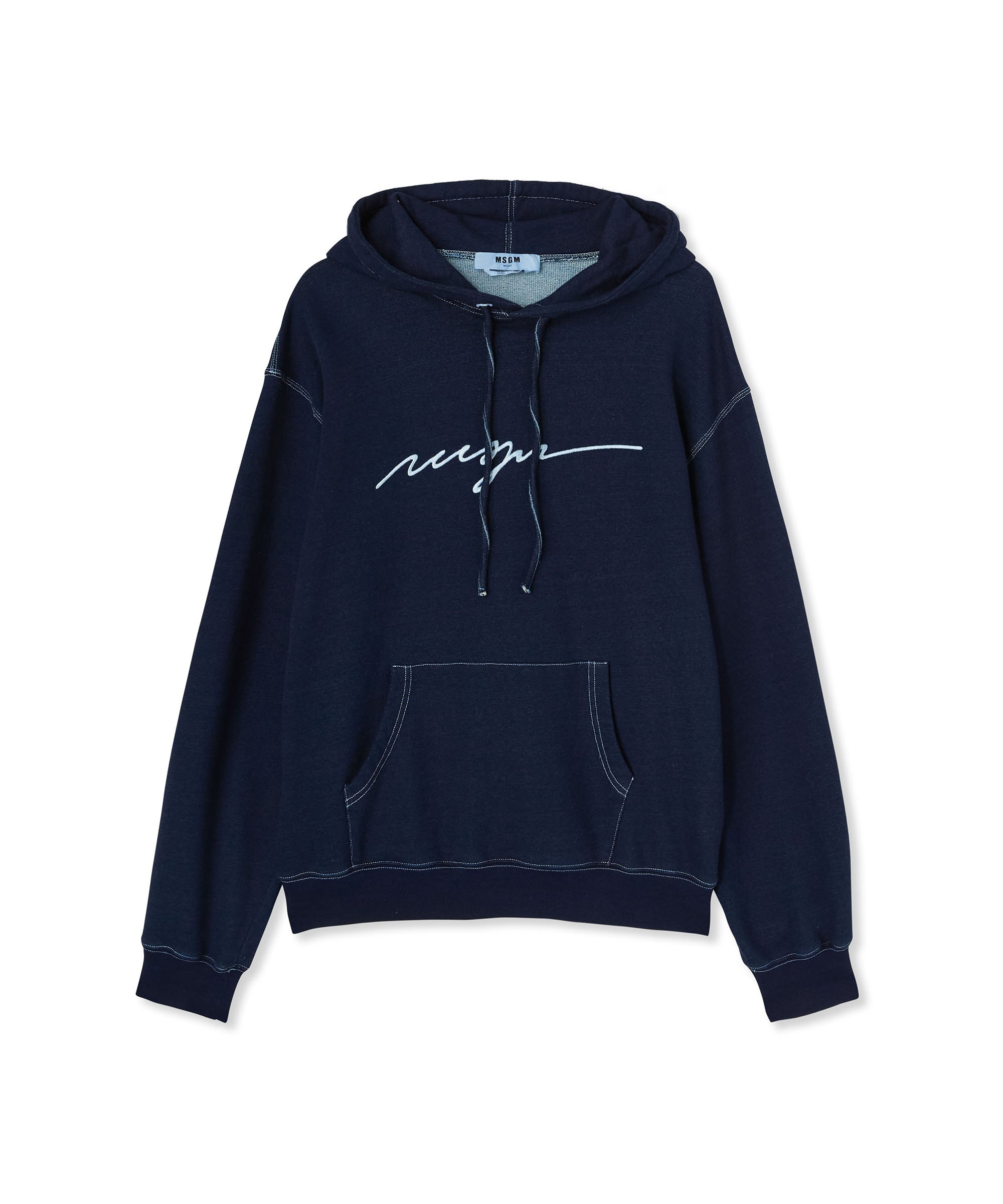 Hooded sweatshirt with embroidered cursive logo - 1