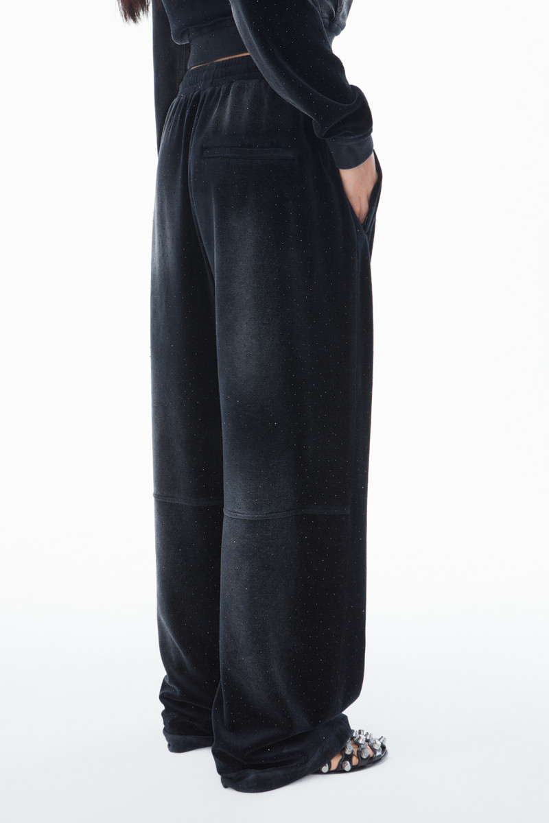Sweatpant with Clear Bead Hotfix in Crushed Velour 6
