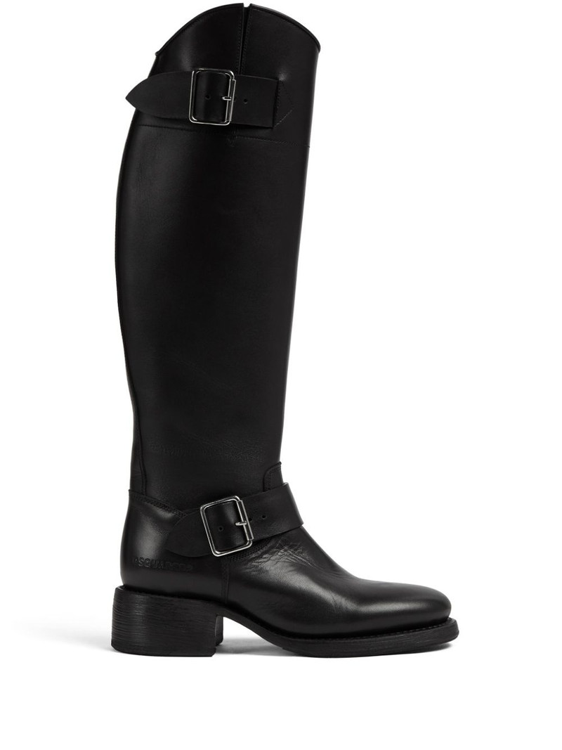 logo-debossed leather boots 1