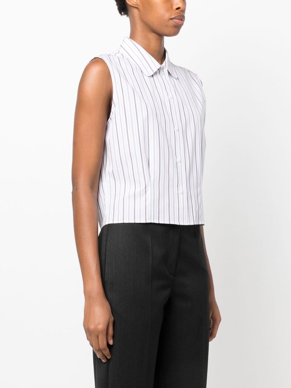 striped sleeveless poplin shirt - 3