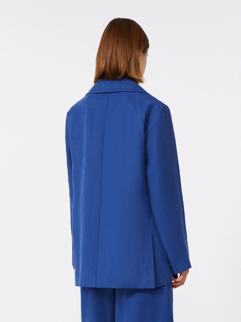 MAREA Double-breasted linen canvas jacket - CORNFLOWER BLUE 4