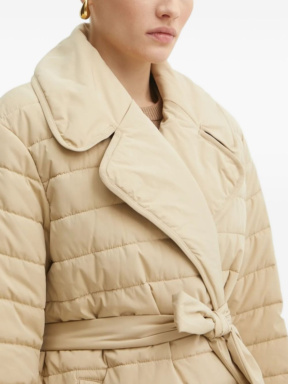 quilted belted jacket - 3