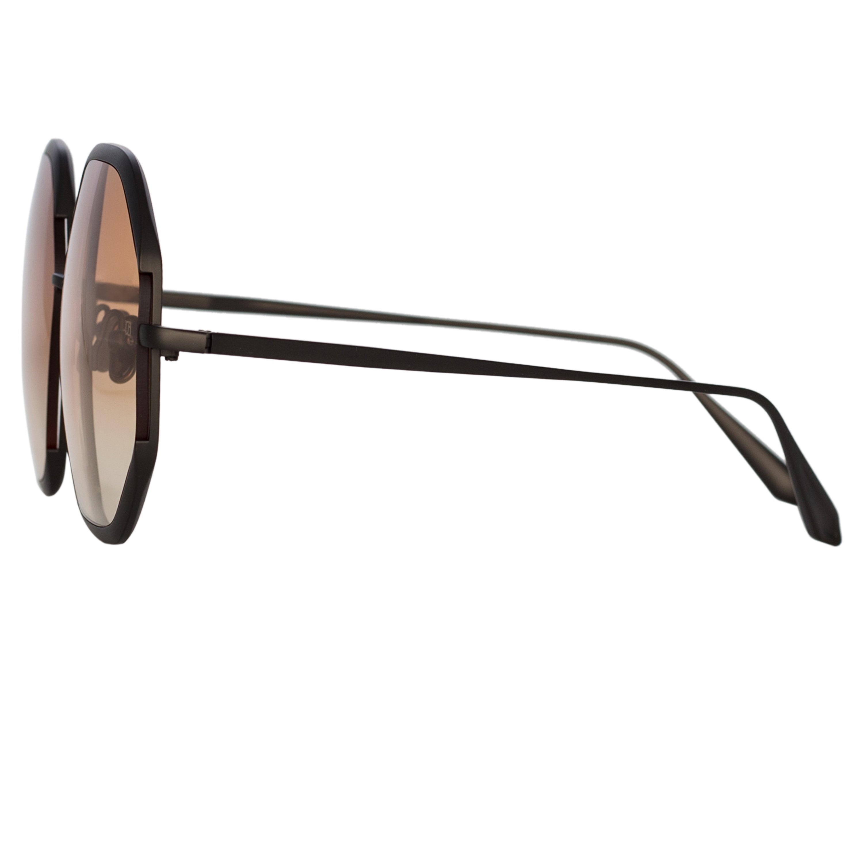 CAMILA HEXAGON SUNGLASSES IN NICKEL AND CAMEL - 4