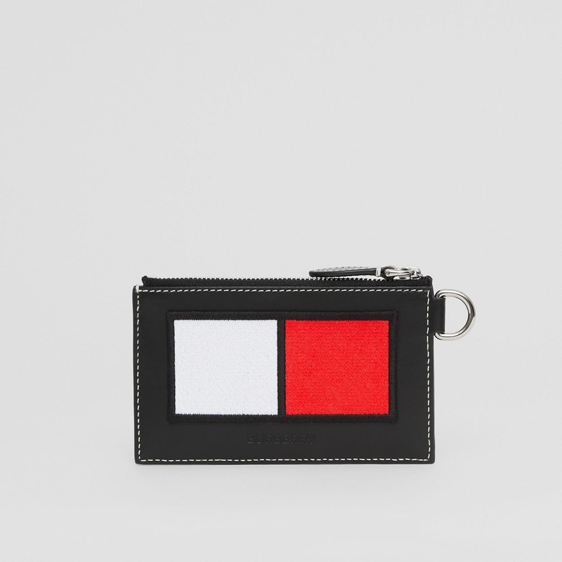 Badge Appliqué Leather Card Case Lanyard 6