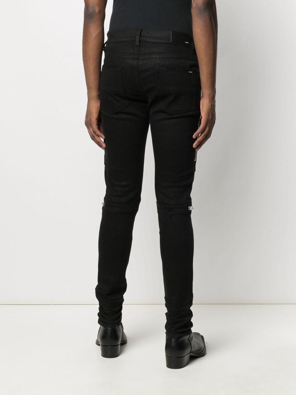 wax-coated mid-rise slim jeans - 4