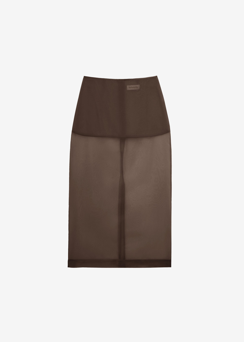 Peri Sheer Midi Skirt - Brown 1