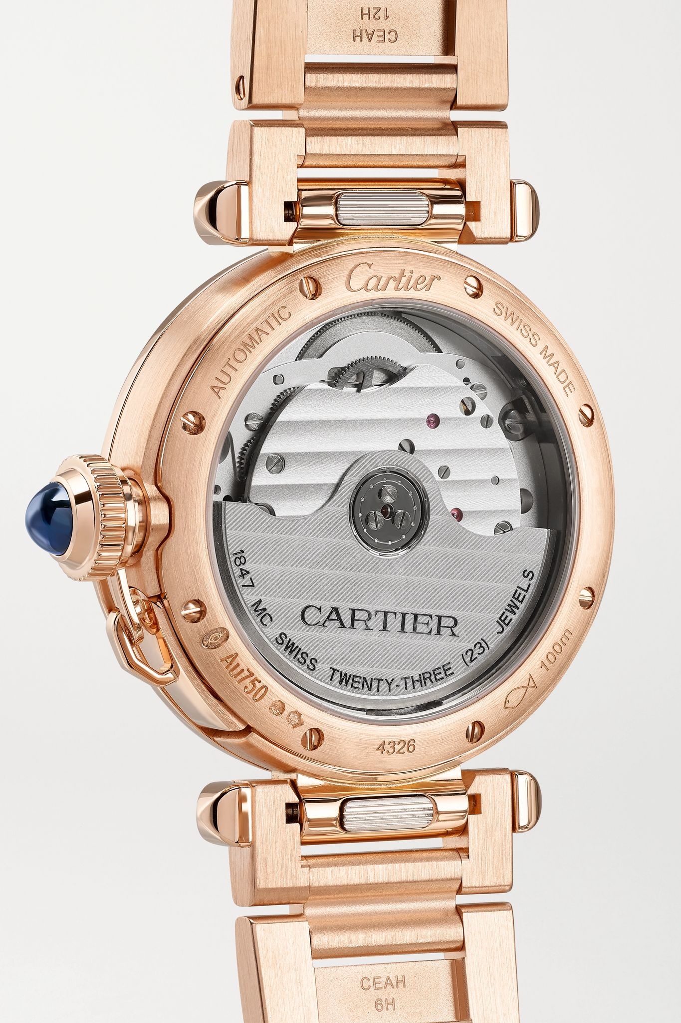 Pasha de Cartier Automatic 35mm 18-karat rose gold, alligator and diamond watch - 4