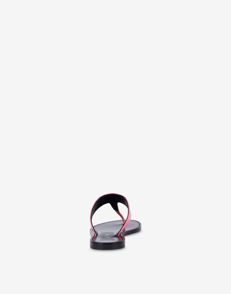 Moschino METAL LOGO CALFSKIN THONG SANDALS outlook