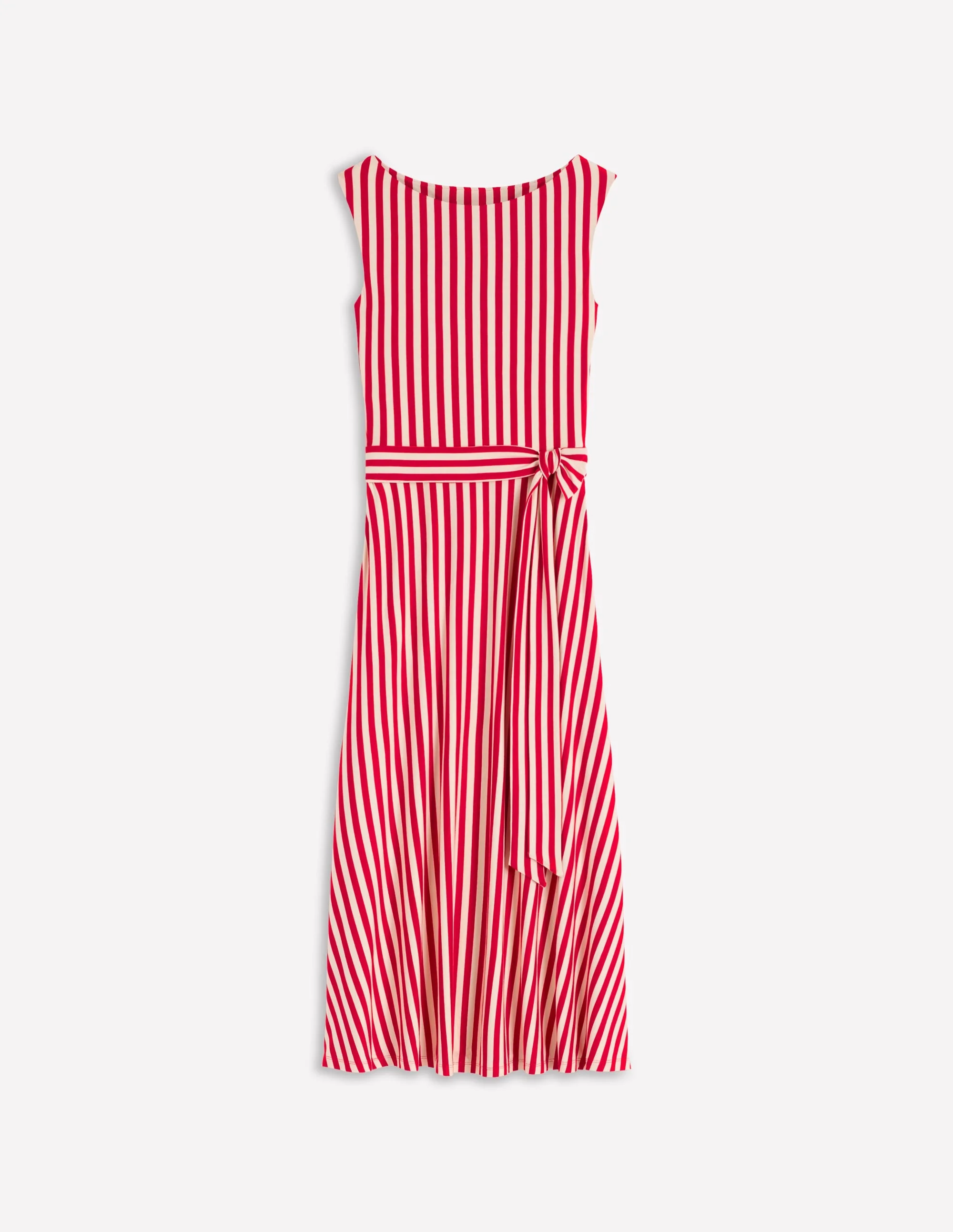 Tamsin Jersey Midi Dress-Merida Red and Ivory Stripe - 1