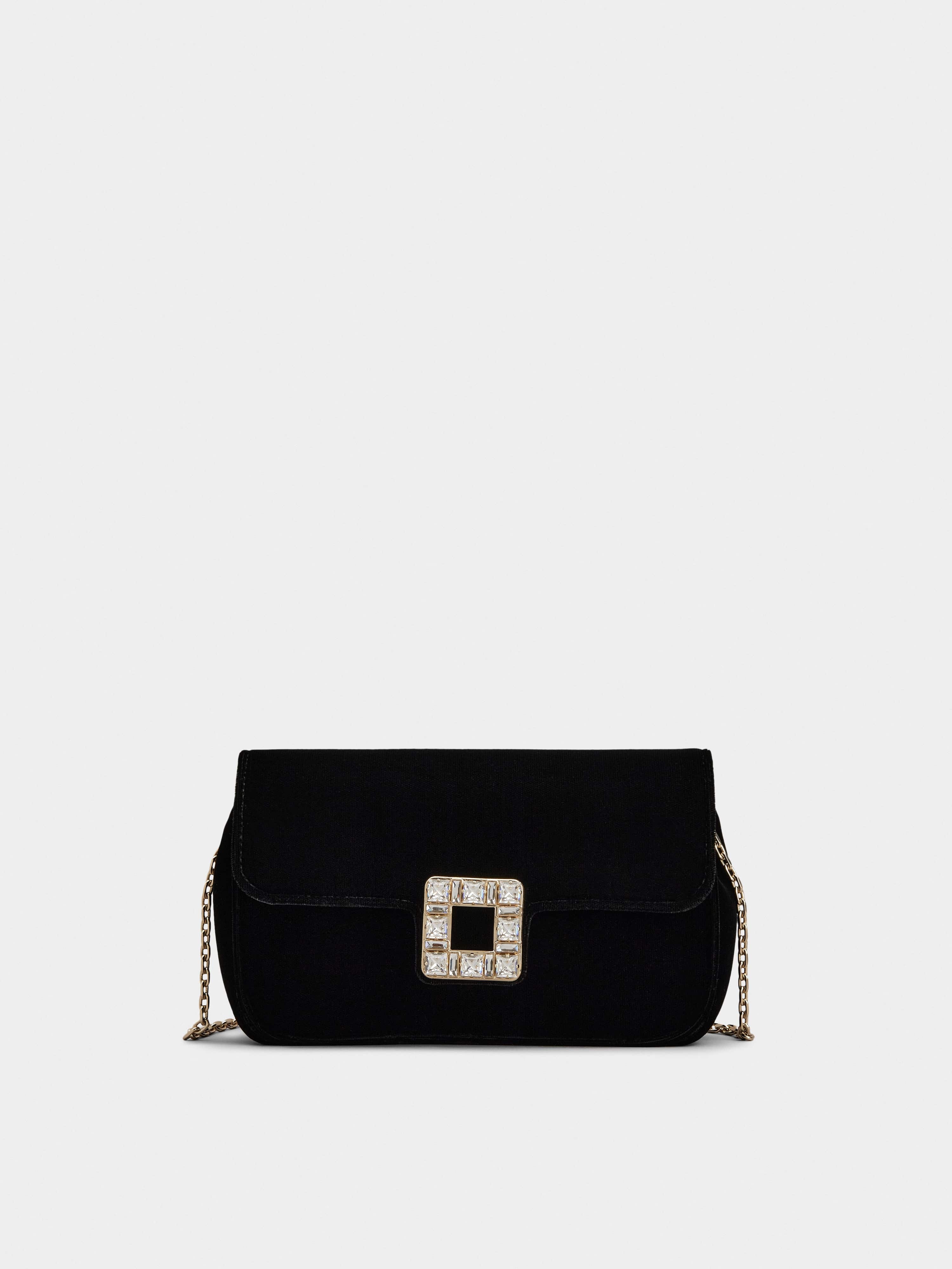 Jeu de Fille Strass Buckle Clutch Bag in Velvet - 1