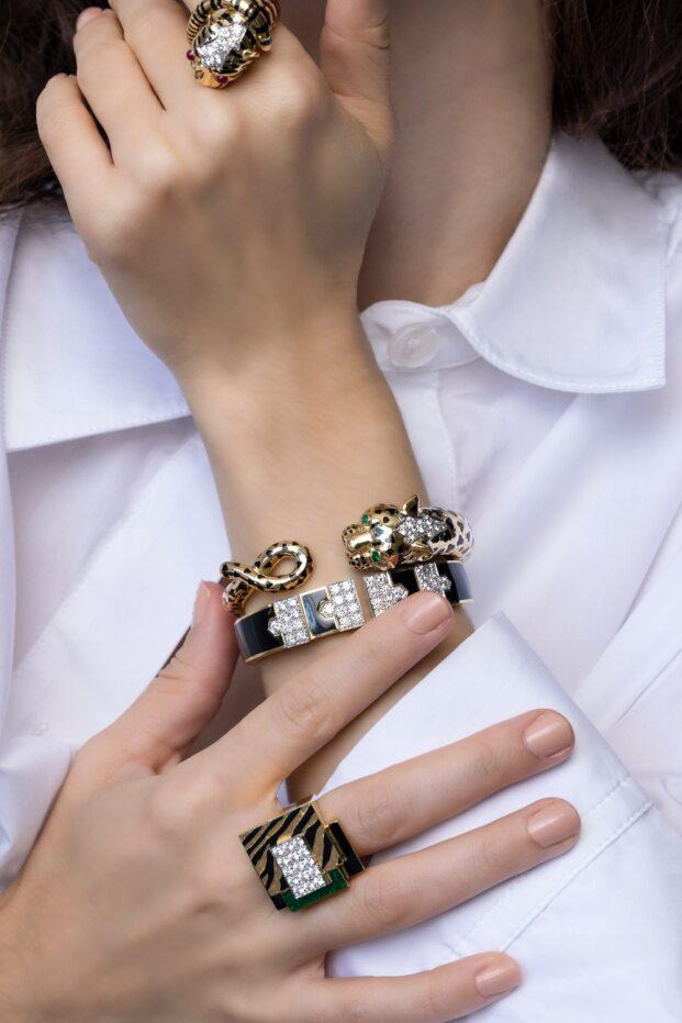 Black Leopard Loop Tail Cuff Bracelet - 4
