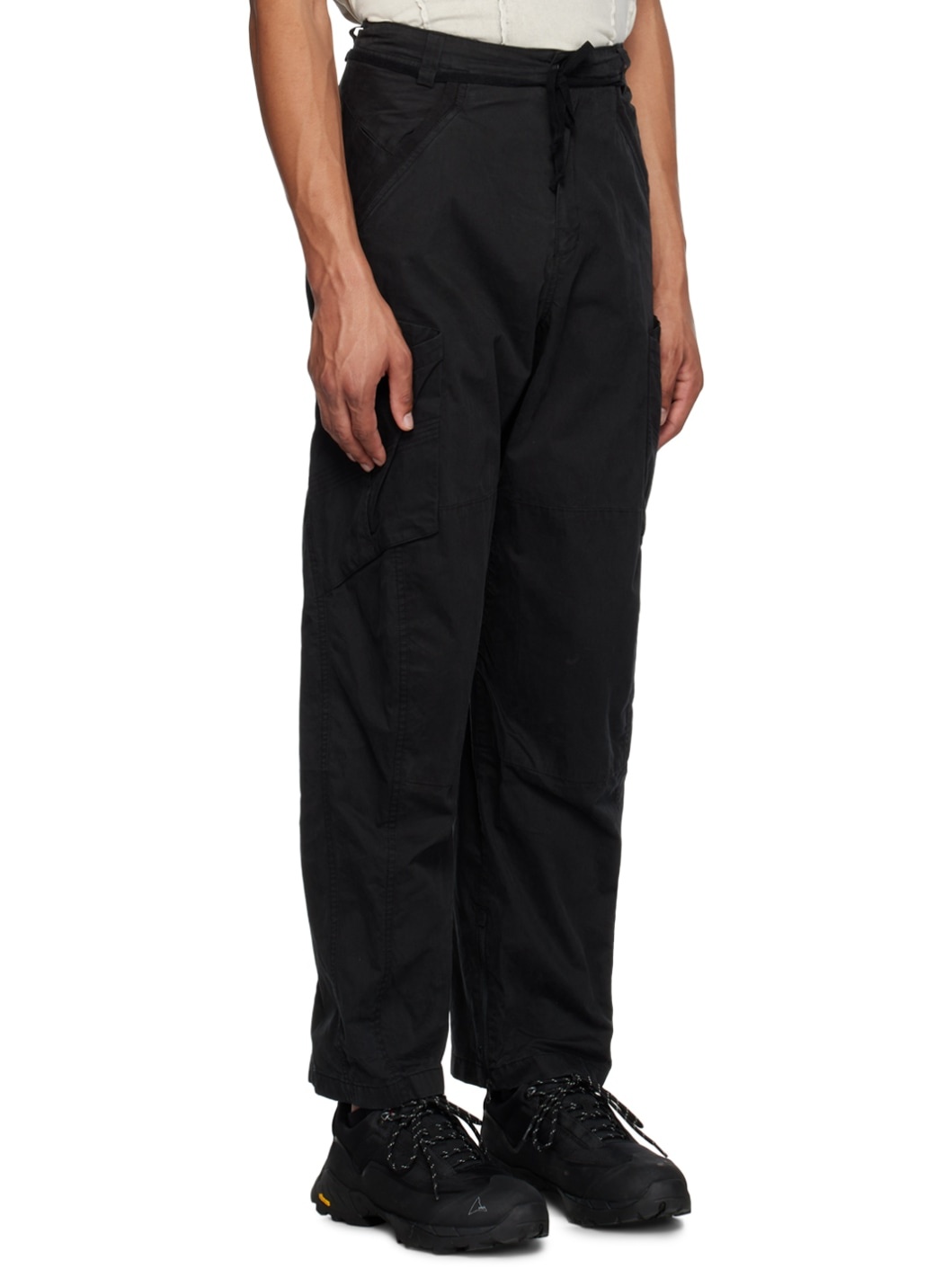 Black Pleated Cargo Pants - 2