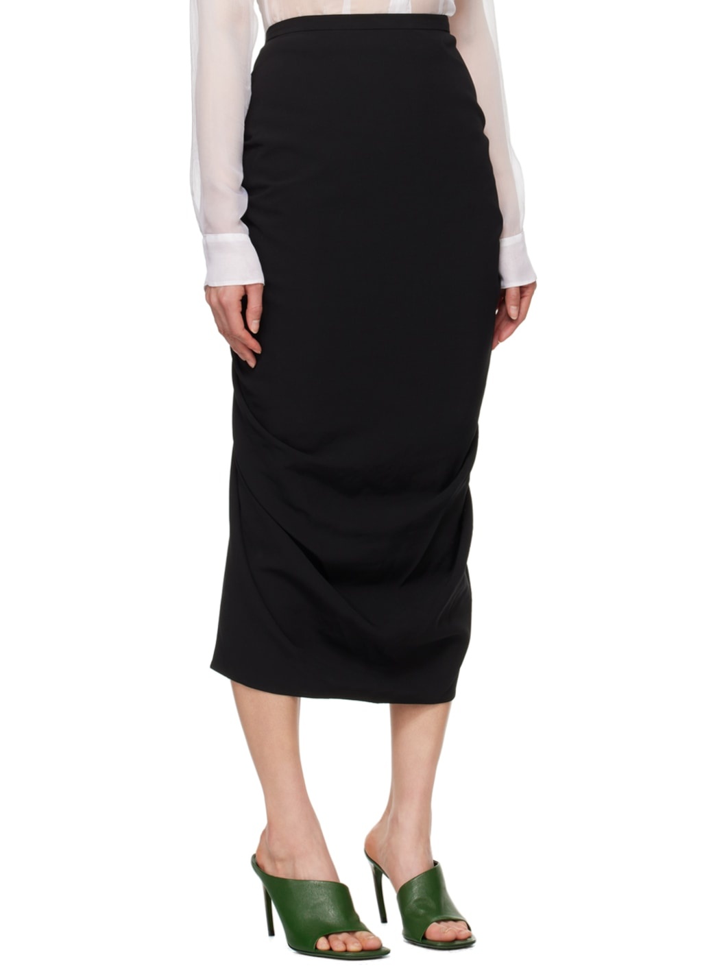 Black Pleated Midi Skirt - 2