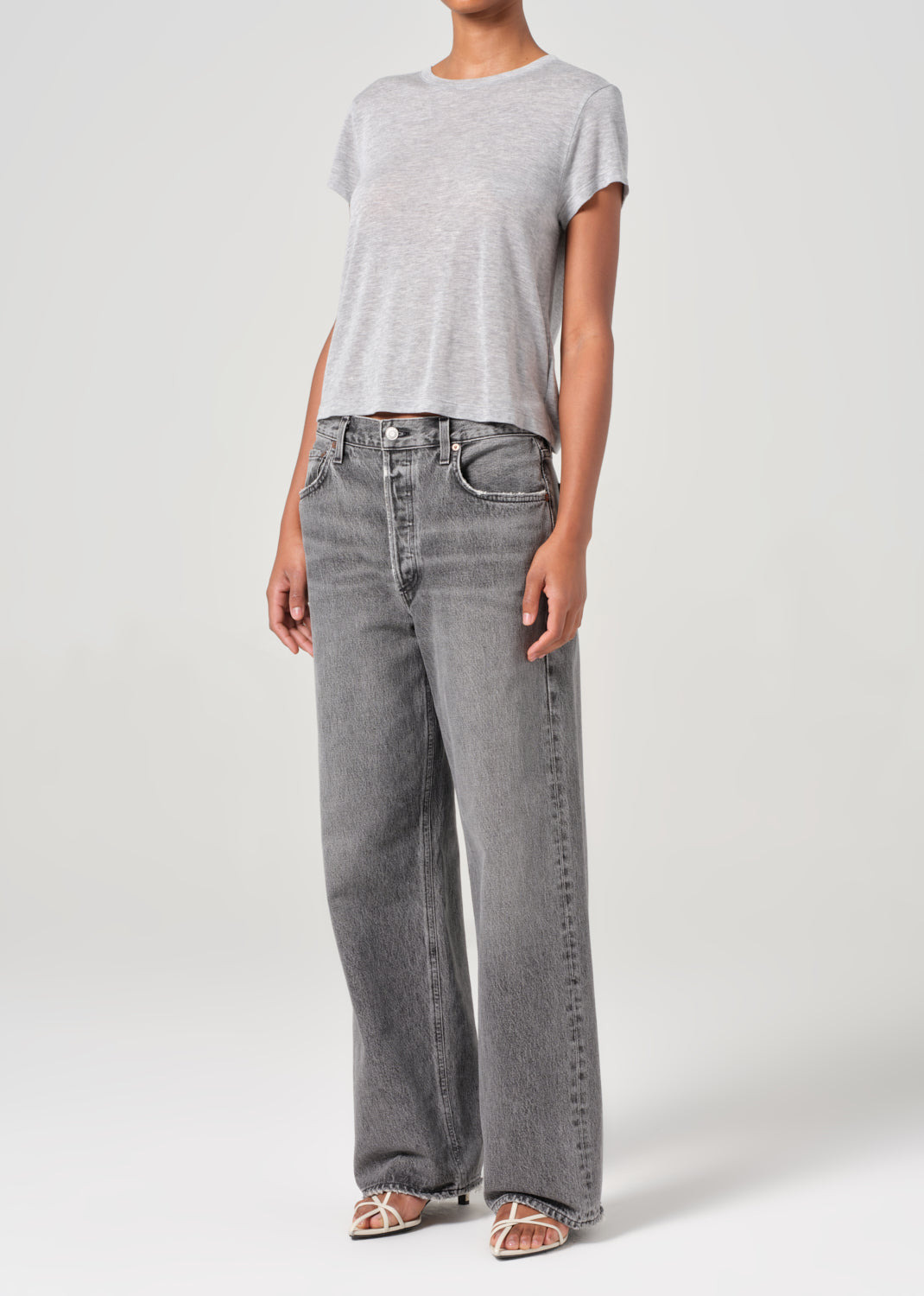 ADINE SHRUNKEN TEE IN GREY HEATHER - 5