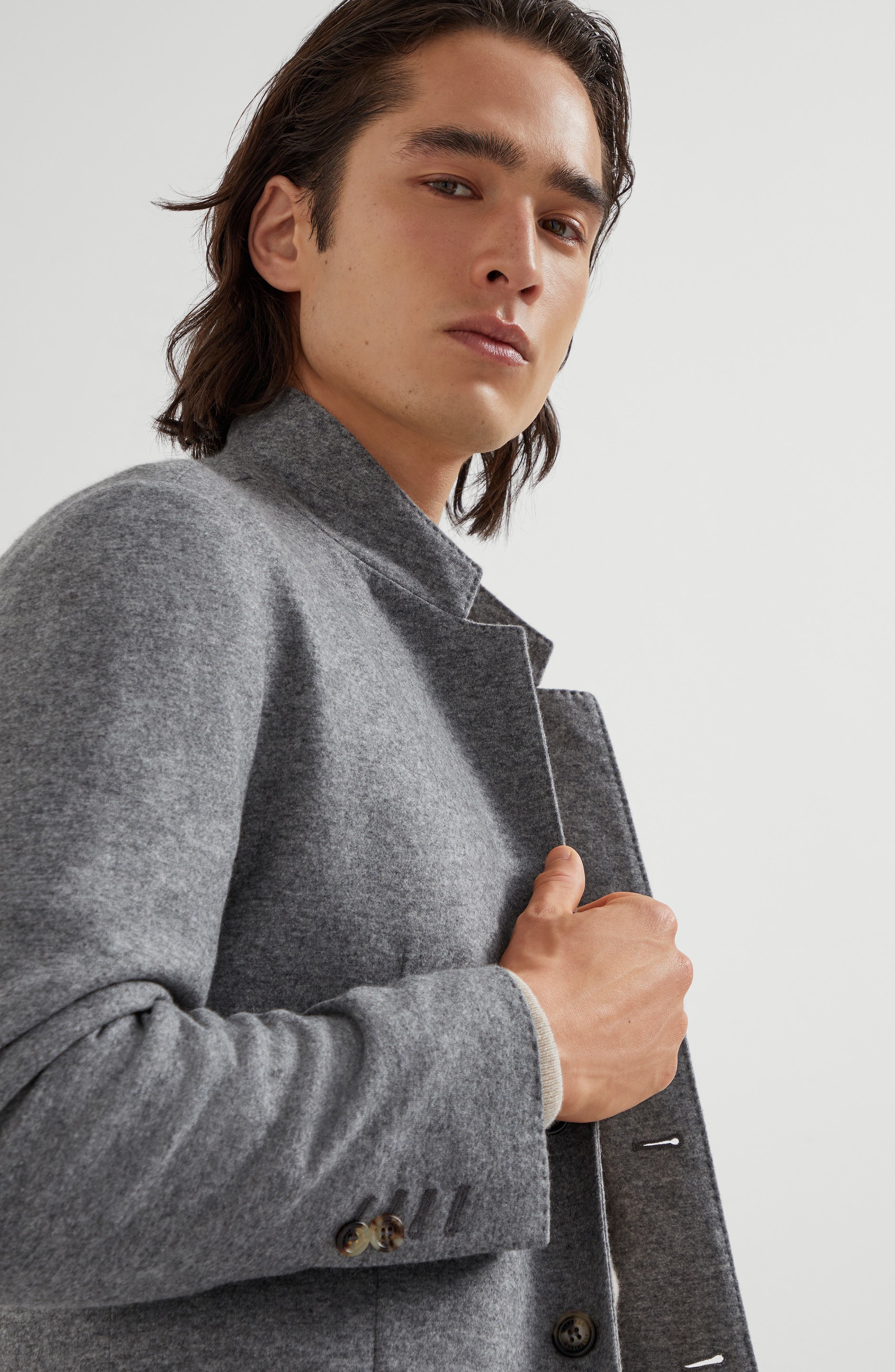 Brunello Cucinelli Cashmere jersey blazer in Grey at Nordstrom - 4