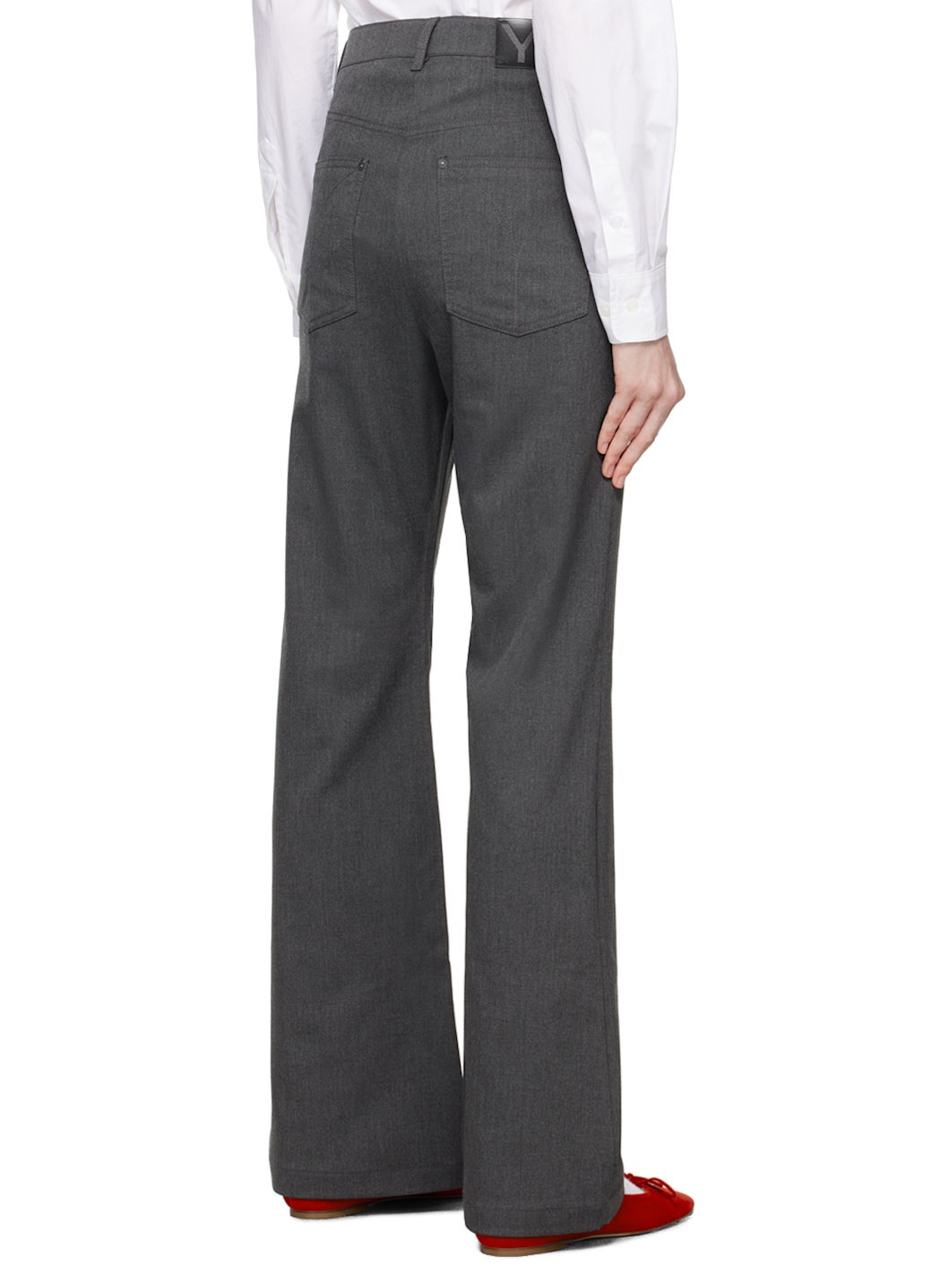 Gray Loose Bootcut Trousers - 3