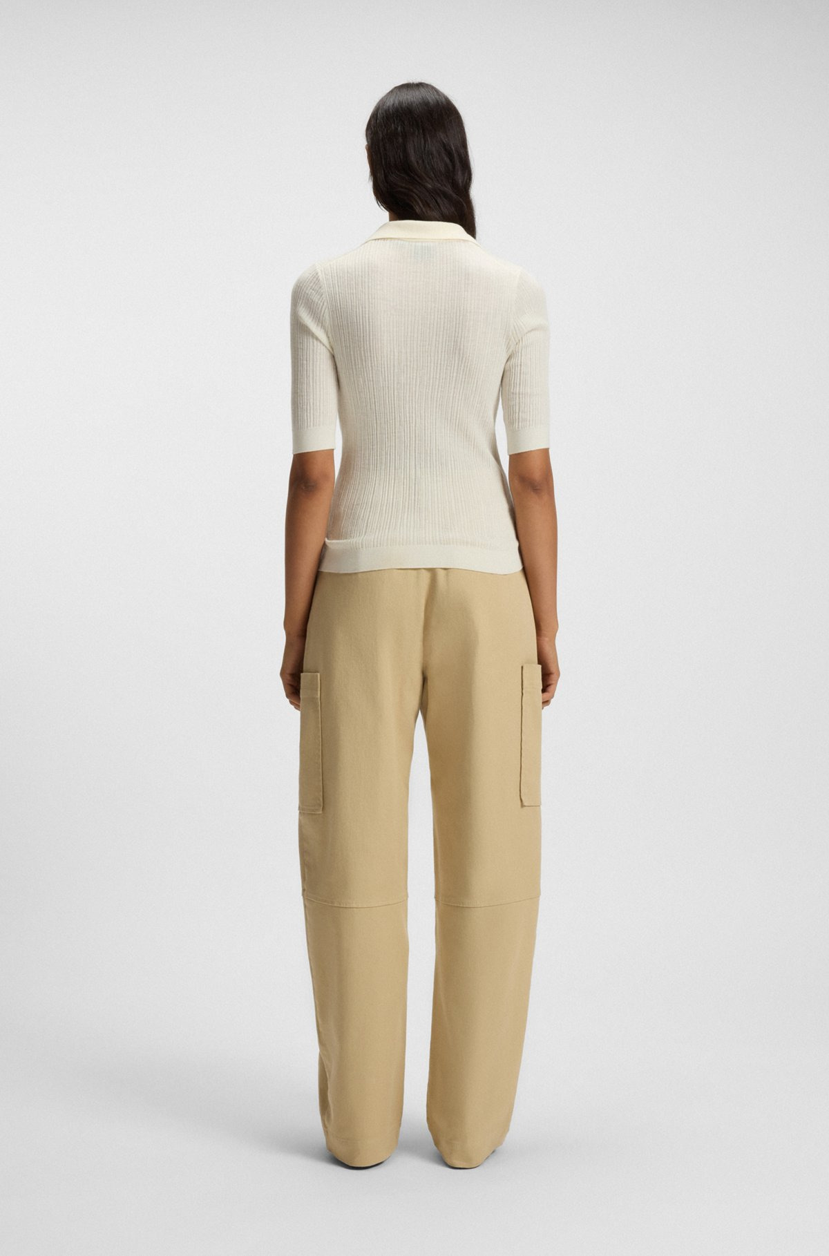 VIRGIN-WOOL SWEATER WITH COLLAR AND BUTTONED PLACKET - 4