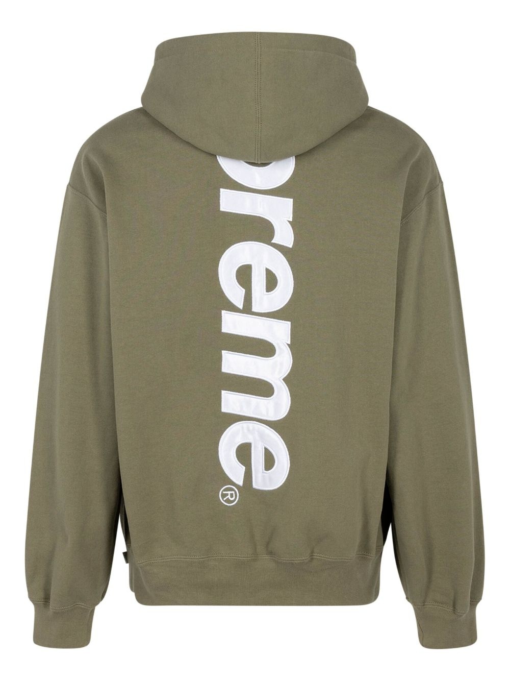 satin appliquÃ© "FW23 - Light Olive" hoodie - 3