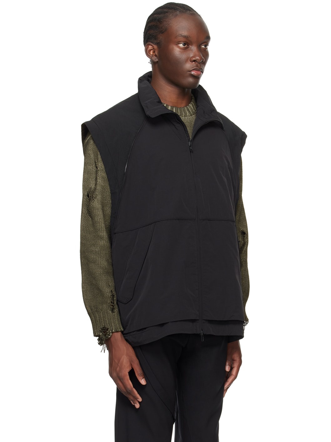 Black Detachable Sleeve Jacket - 4