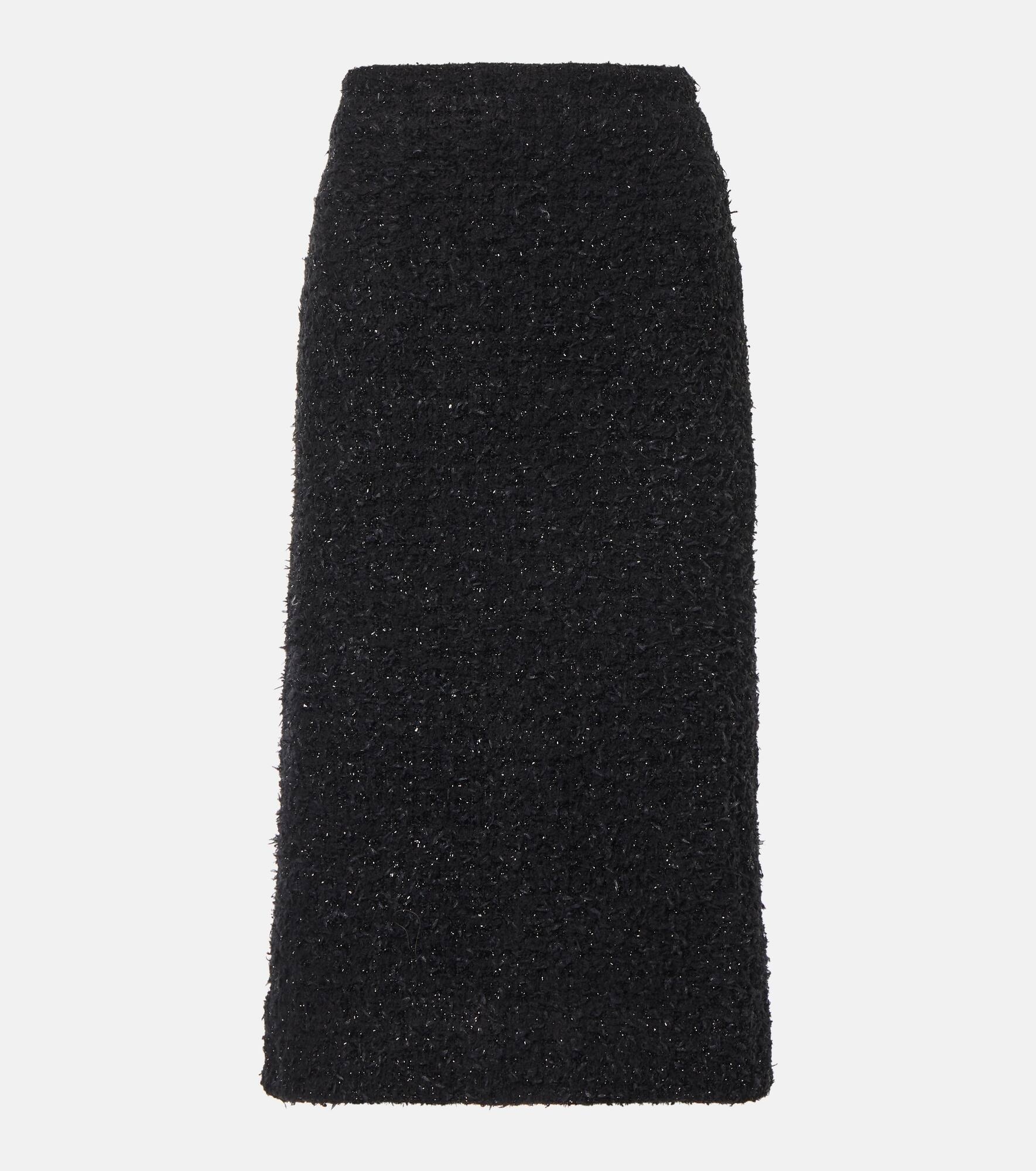 Cotton-blend tweed midi skirt - 1