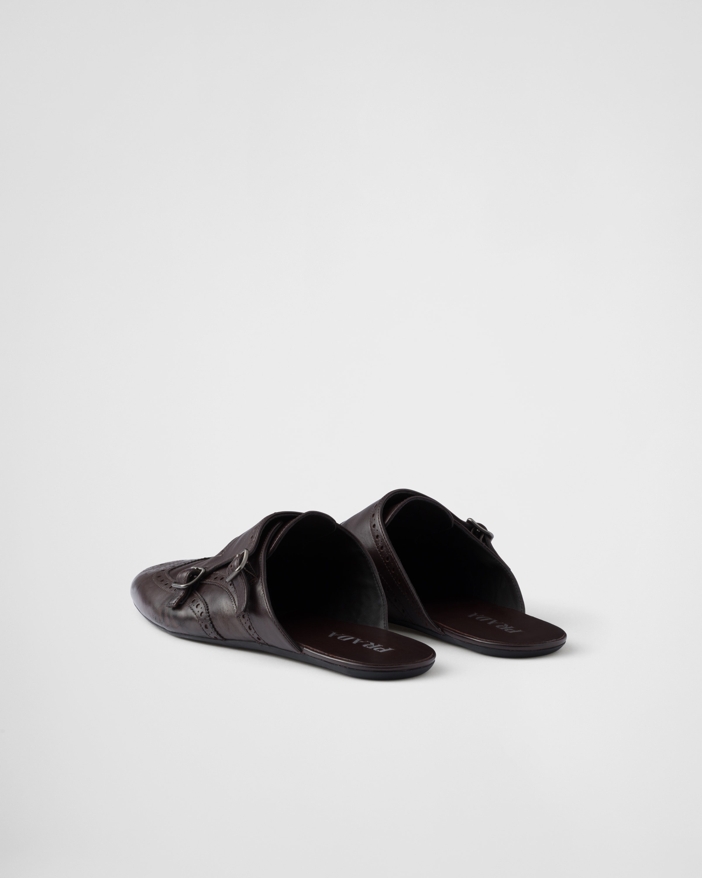 Double monk strap leather mules - 4
