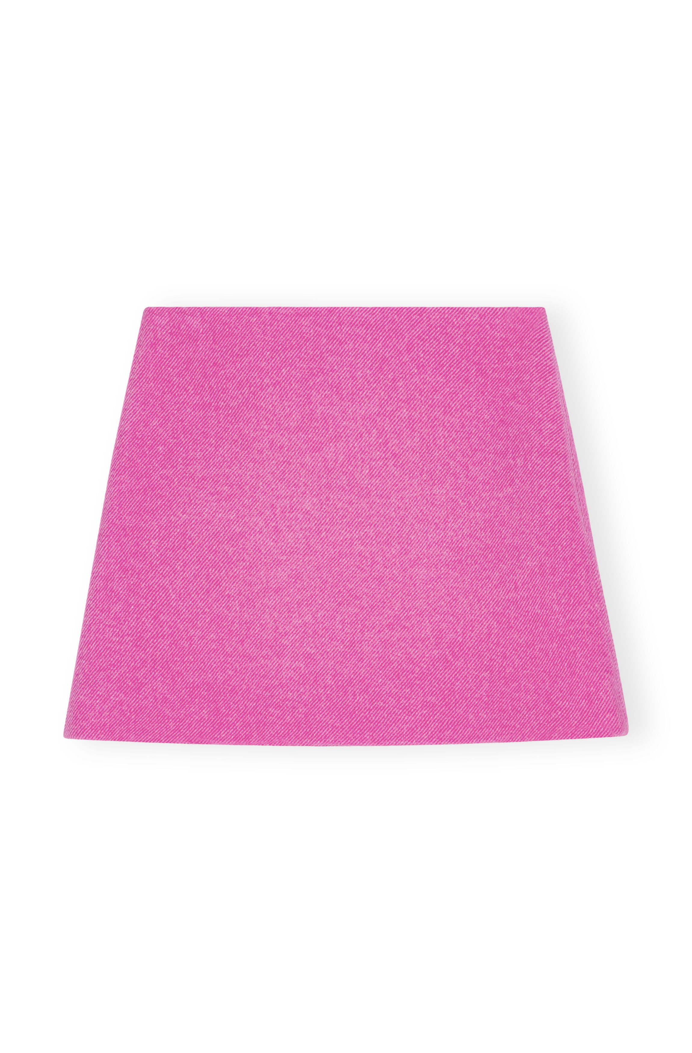 PINK TWILL WOOL SUITING MINI SKIRT - 6