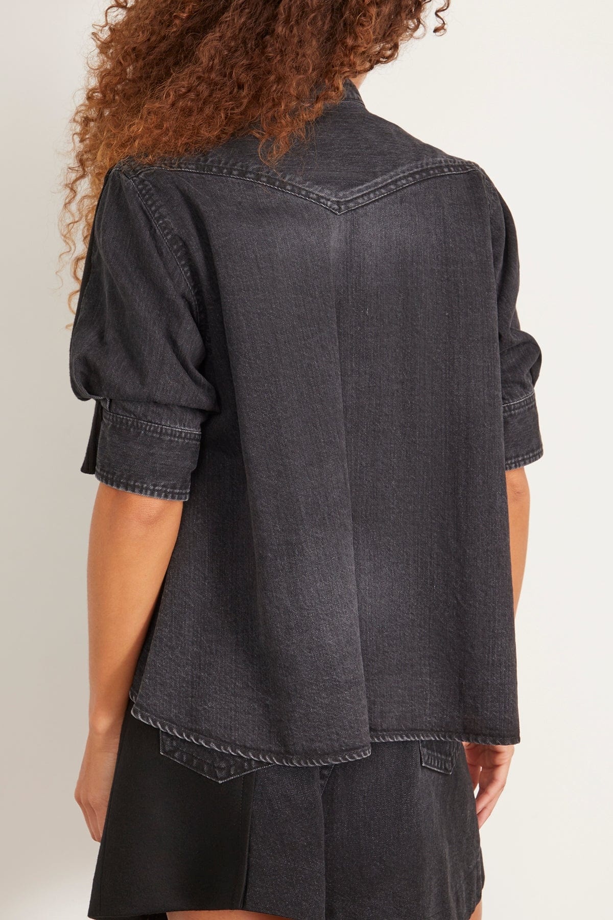 Denim x Knit Cardigan in Black - 4