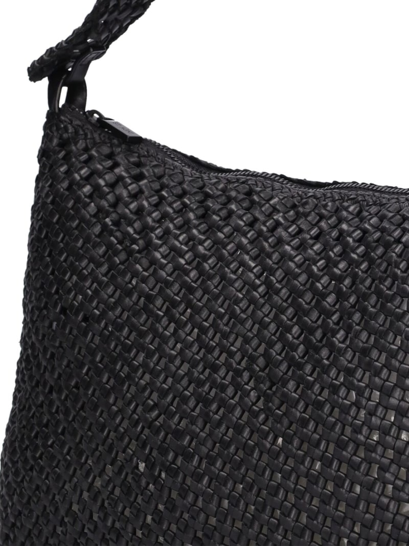 Macramé woven leather shoulder bag - 4