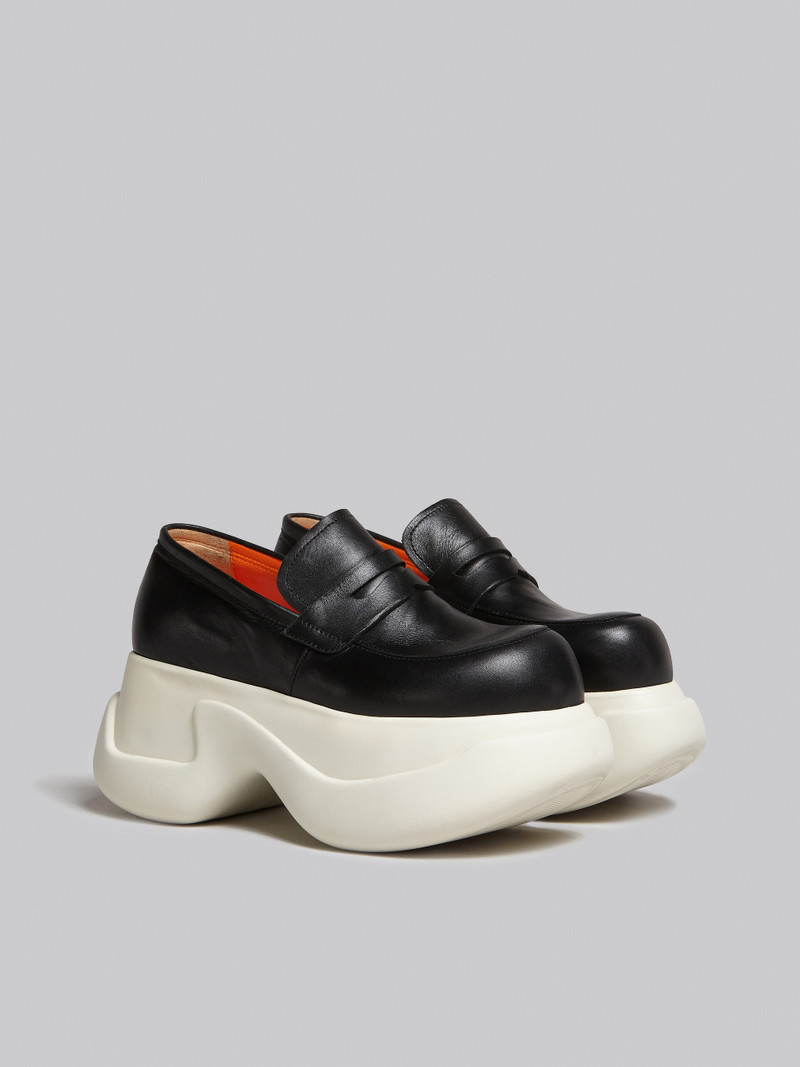 Marni BLACK LEATHER ARAS 23 CHUNKY MOCASSIN outlook