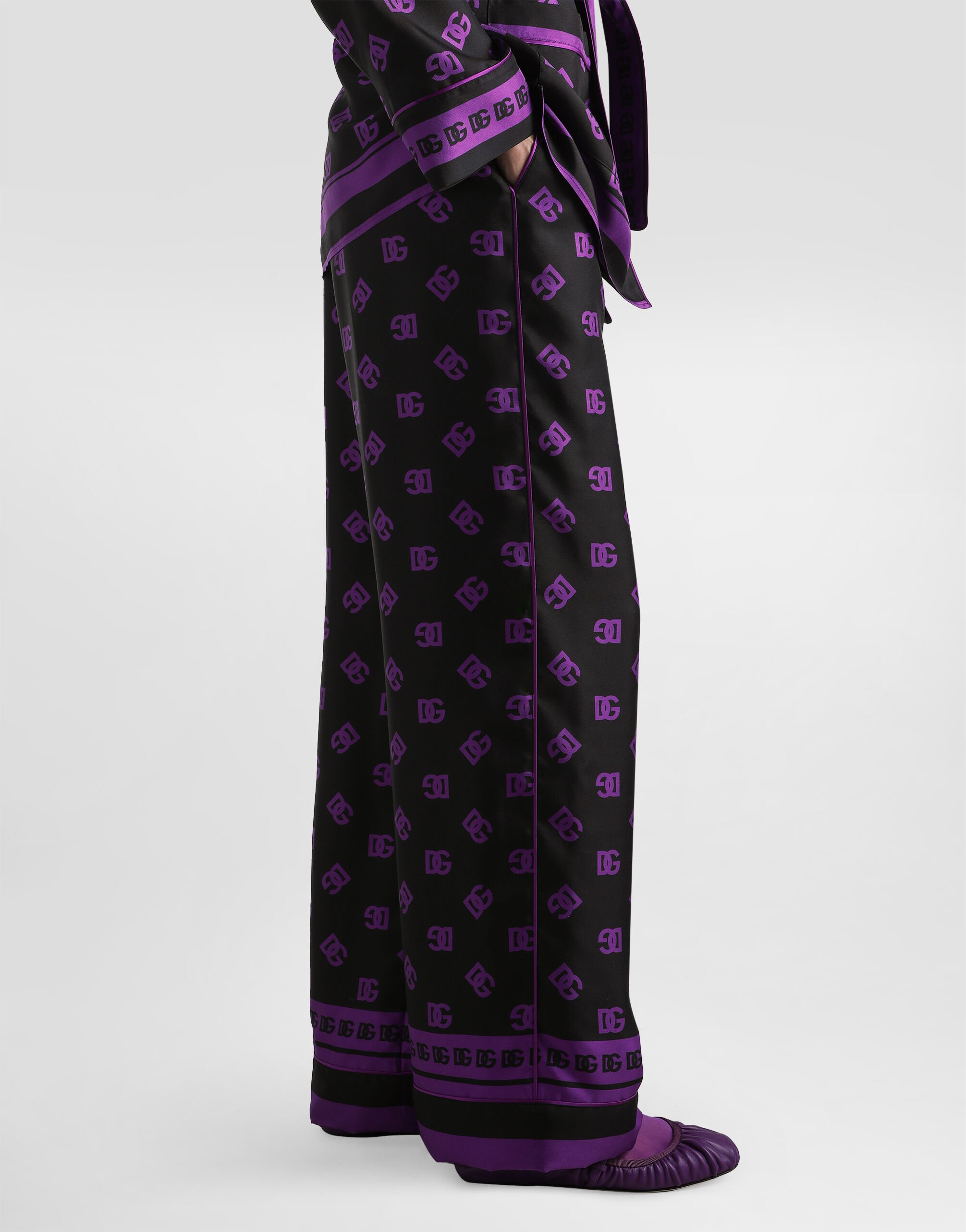 DG logo all-over print silk vanity pants - 4