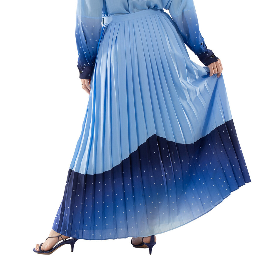 Burberry Soft Cornflower Blue Lise Constellation-Print Silk Ruffle Skirt - 5