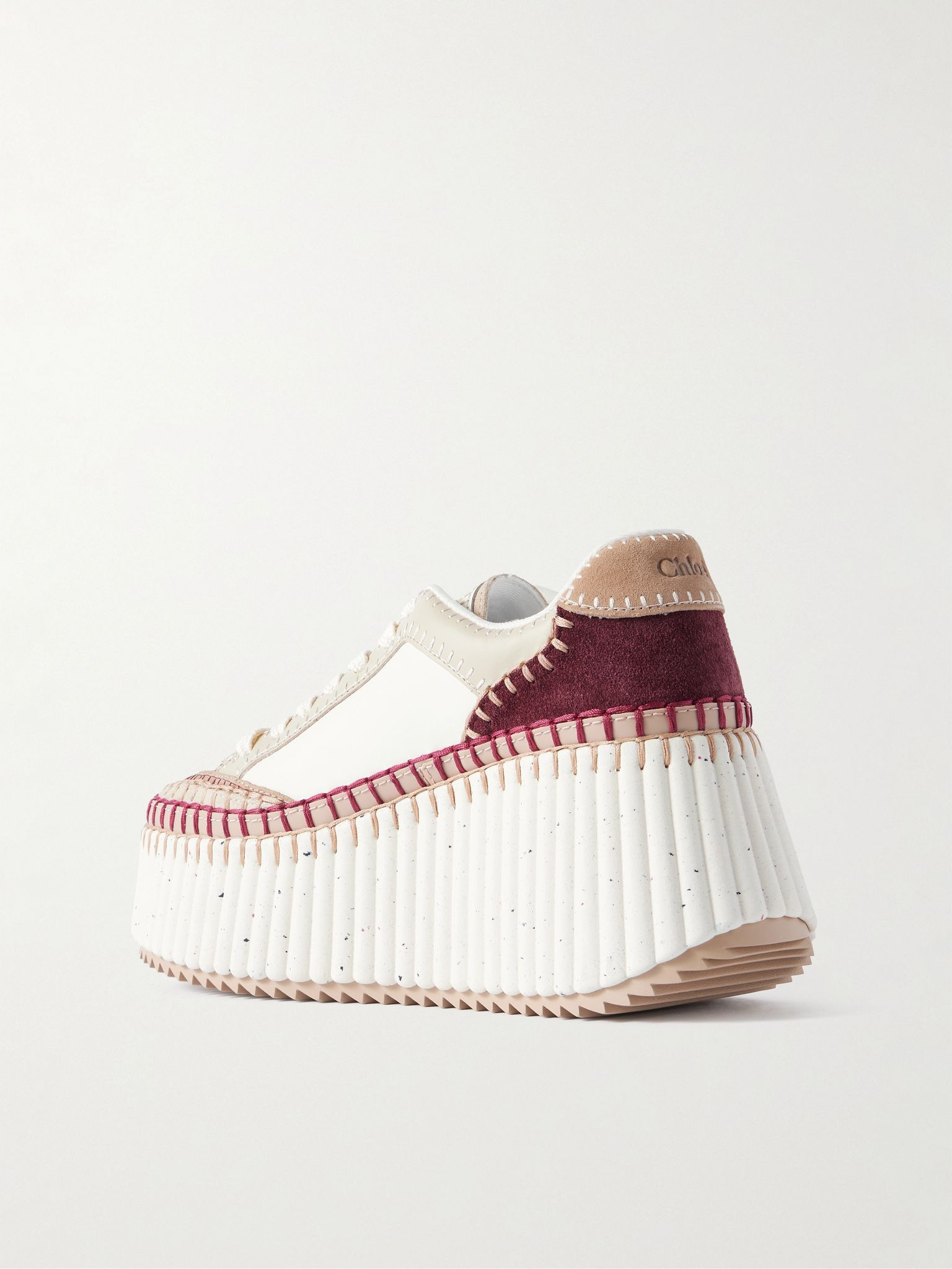 Nama suede-trimmed leather platform sneakers Beige - 3